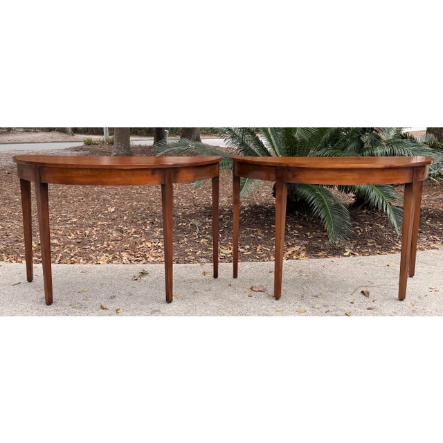 Pair of George III Demi Lune Console Tables For Sale - Image 11 of 12
