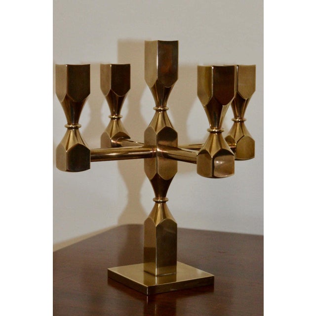 Vintage Swedish Brass Candelabra by Gusum, 1990 For Sale - Image 6 of 11