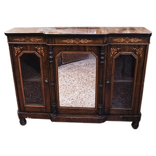 inlaid Furniture Dresser with Mirror and Side Windows For Sale
