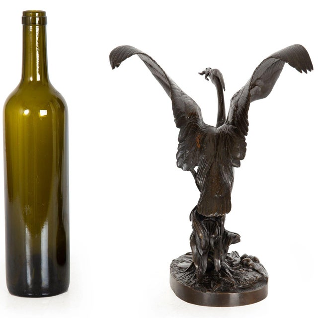 19th Century Rare French Bronze Sculpture Heron and Frog by Henri Alfred Jacquemart For Sale - Image 5 of 18