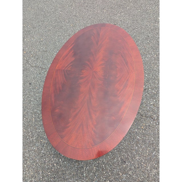 Vintage Duncan Phyfe Coffee Table W/ Pedestal Base on Casters For Sale - Image 4 of 5