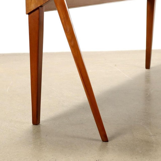 Wood Vintage Console Table in Oak Veneer and Brass, 1950s For Sale - Image 7 of 9
