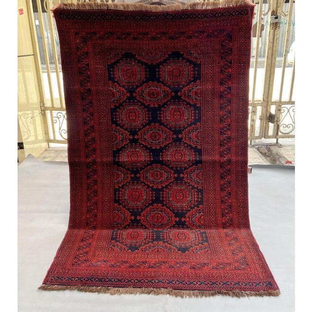 Textile Vintage Afghan Ersari Sarouk Gul Tribal Rug - 5'11" X 3'9" For Sale - Image 7 of 12