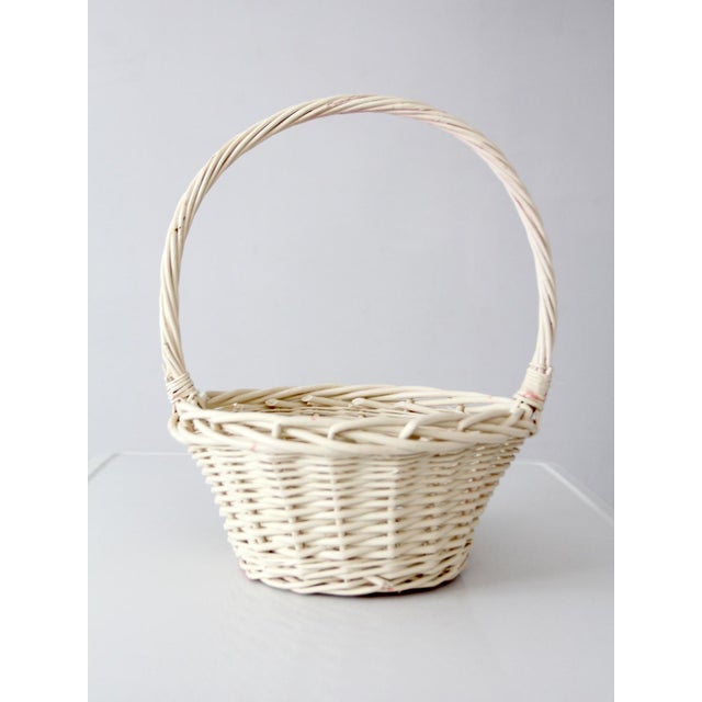 Late 20th Century Vintage Painted Wicker Gathering Basket For Sale - Image 5 of 9