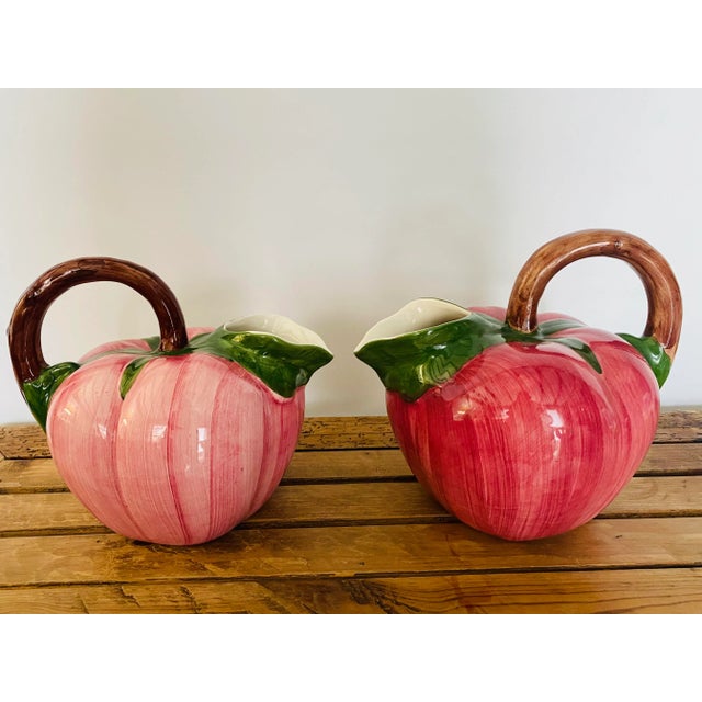 Mid 20th Century Portuguese Ceramic Tomato Motif Pitchers - Set of 2 For Sale - Image 5 of 11