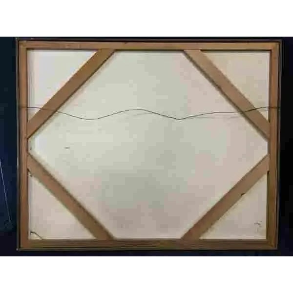 Gold Mid Century Geometric Abstract Impasto Painting For Sale - Image 8 of 9