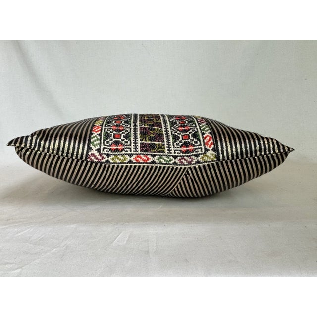Boho Chic Late 20th Century Silver and Black Pillow Cover With Pillow Insert- Jordan For Sale - Image 3 of 7
