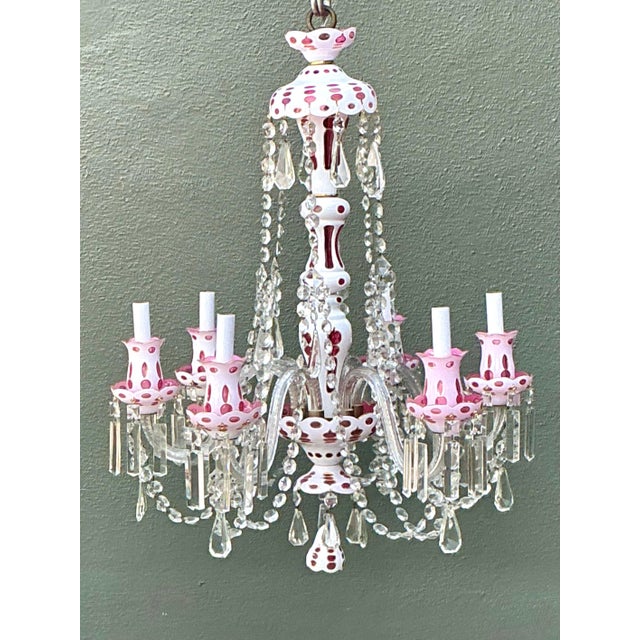 Vintage Check Cut Crystal Swag Chandelier For Sale - Image 10 of 12