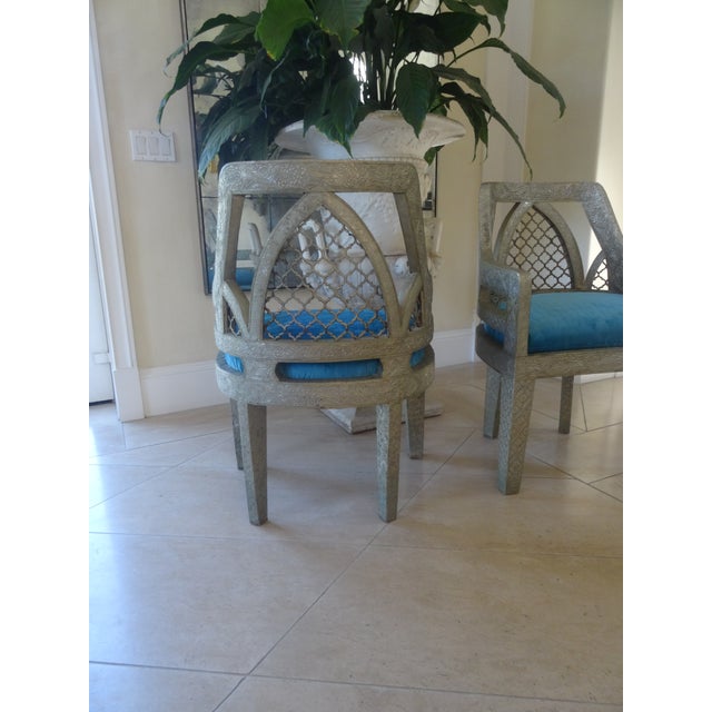 Vintage Anglo-Indian Metal Clad Accent Chairs a Pair For Sale - Image 12 of 12