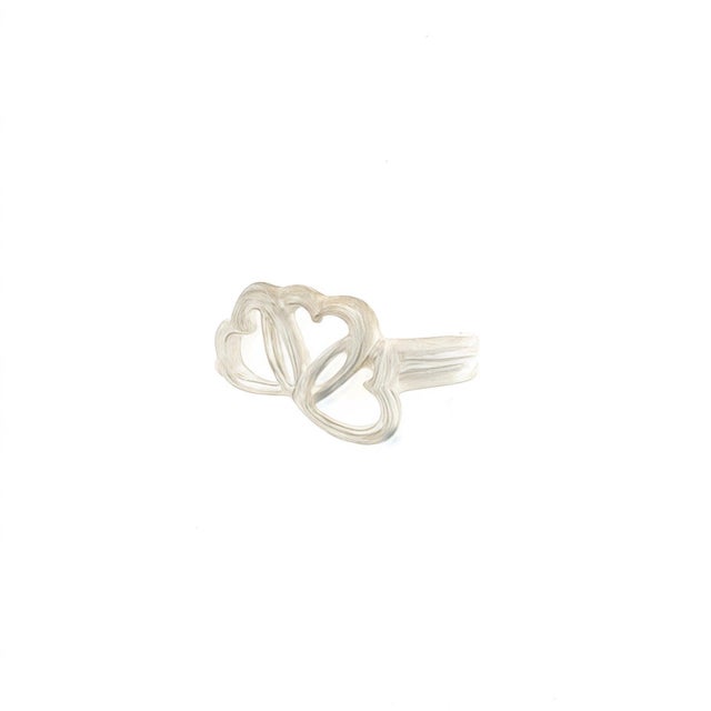 White Late 20th Century Tiffany & Co Estate Triple Heart Ring Size 6 Sterling Silver 2.2 Grams For Sale - Image 8 of 12