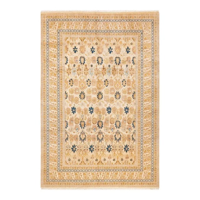 Ivory Mogul, One-of-a-Kind Hand-Knotted Area Rug in Ivory, 6' 2" x 9' 0" For Sale - Image 8 of 8