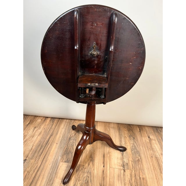 Wood Antique Queen Anne Mahogany Birdcage Tilt Top Breakfast Table C. Early 19th Century For Sale - Image 7 of 8