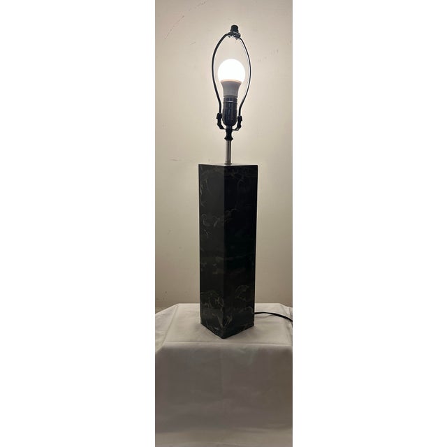 Vintage Black Solid Marble Table Lamp, Attributed to Robert Sonneman For Sale - Image 10 of 12