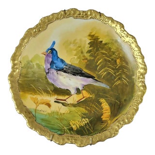 French Limoges Decorative Plate With Game Bird Quail, Signed For Sale