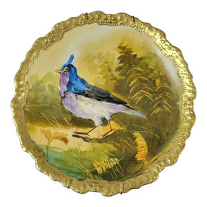 French Limoges Decorative Plate With Game Bird Quail, Signed