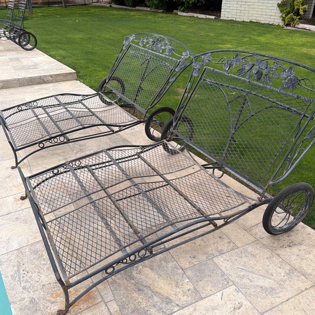 Salterini style wrought iron double chase outdoor lounge