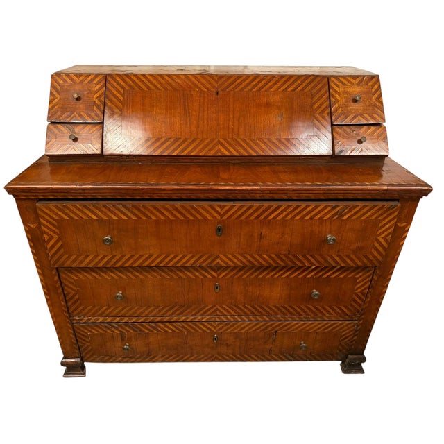 18c Style Italian Marquetry Inlaid Secretary Desk For Sale In Los Angeles - Image 6 of 10