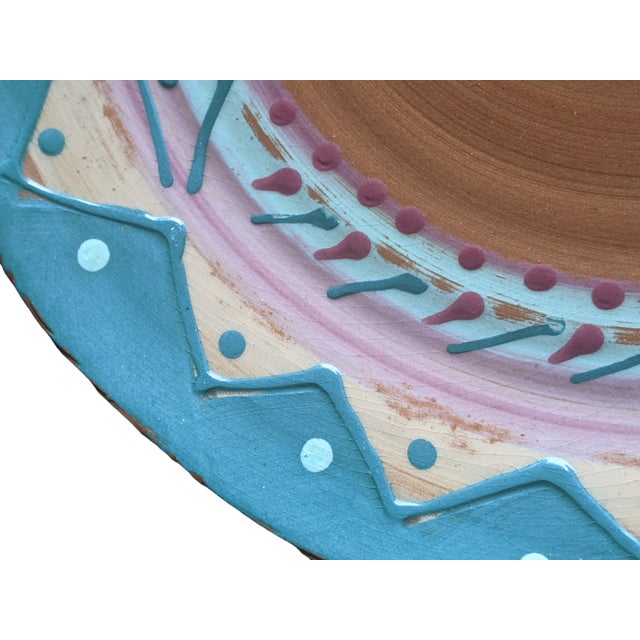 Vintage Original Studio Pottery Postmodern Southwestern Decorative Plate Signed For Sale - Image 11 of 11
