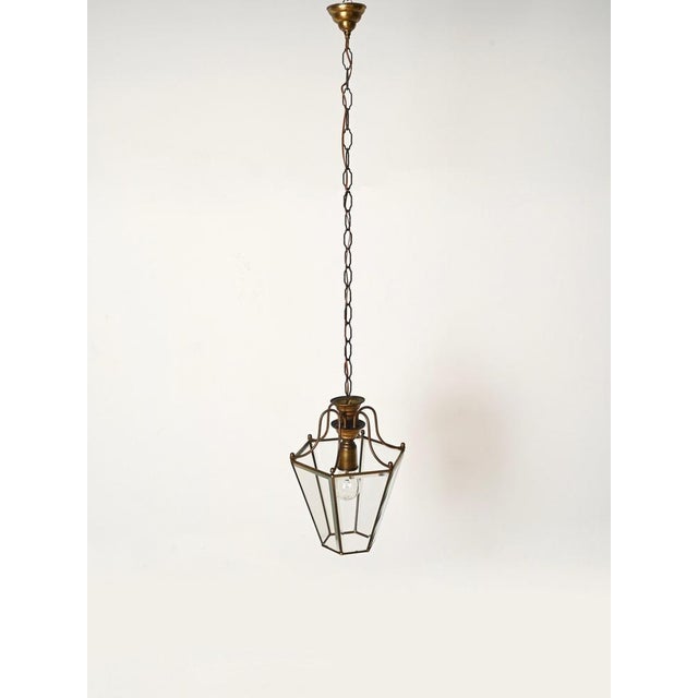 Hexagonal Brass and Glass Chandeliers after Adolf Loos, Italy, 1950s, Set of 2 For Sale - Image 9 of 12