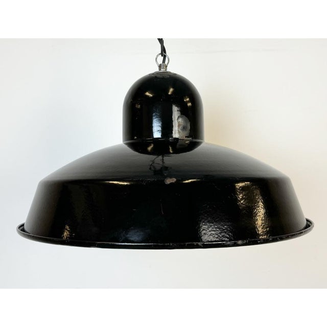 Industrial Black Enamel Factory Pendant Lamp, 1960s For Sale - Image 6 of 16