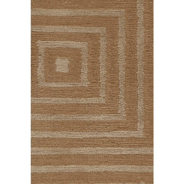 Rug & Kilim’s Cubist Style Rug in Beige With White Geometric Patterns “Dorian” For Sale In New York - Image 6 of 9