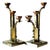 Art Deco 3-Armed Candlesticks in Brass, 1920s, Set of 2 For Sale