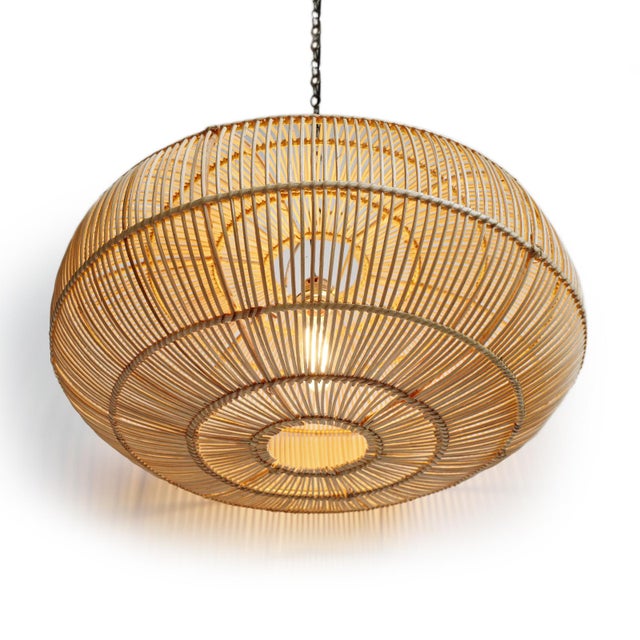 Modern Coastal Ubud Rattan Pendant Light Small For Sale - Image 4 of 8
