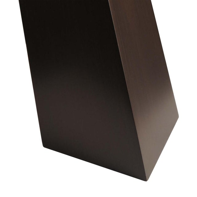Chestnut Obelisk Table Lamp - Dark Walnut Wood, White Cotton-Linen Shade For Sale - Image 8 of 9