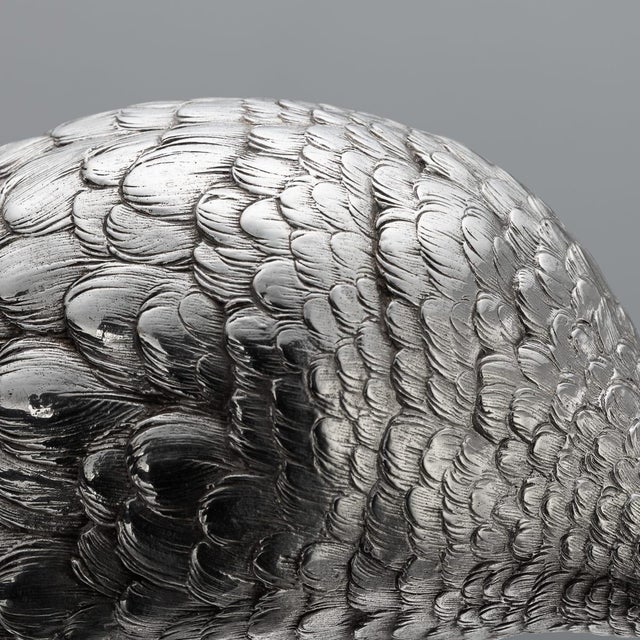 20th Century Italian Silver Pheasant Statues, 1920s, Set of 2 For Sale - Image 16 of 18
