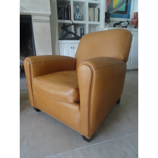 Tan Art Deco Style Leather Chairs by Lee Industries For Sale - Image 8 of 11