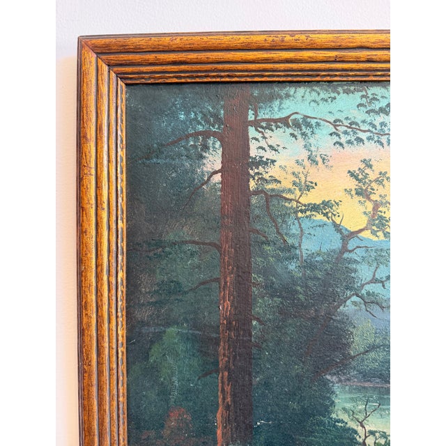 Late 20th Century Vintage Oil Painting of Mountain Scene at Dusk For Sale - Image 5 of 5