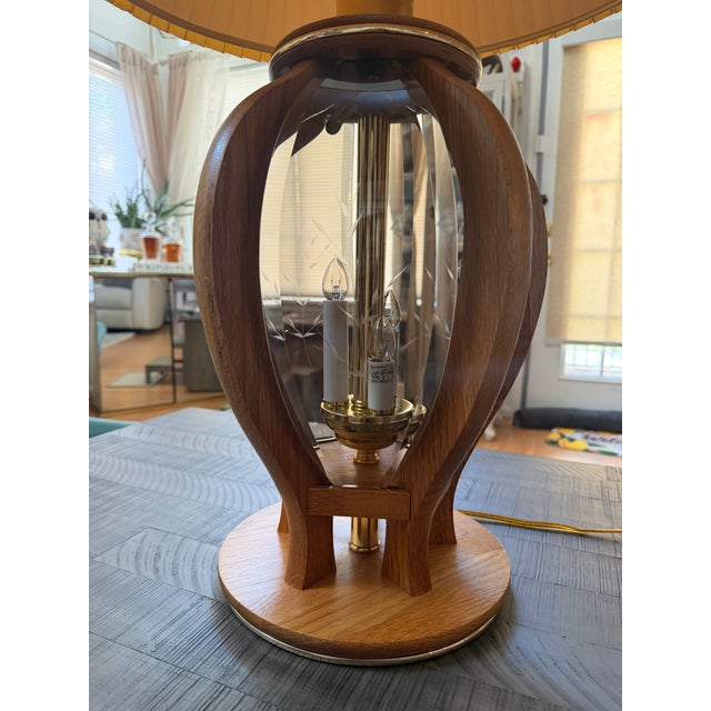 Mid-Century Modern Vintage Oak Lamps by Anthony California - Pair For Sale - Image 3 of 11