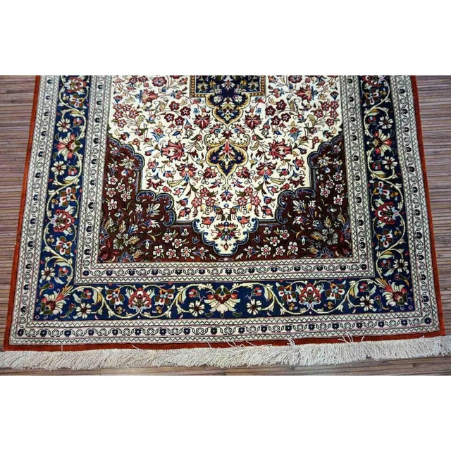 1970s Handmade Vintage Persian Qum Silk Rug 2.5' X 4' For Sale - Image 10 of 12
