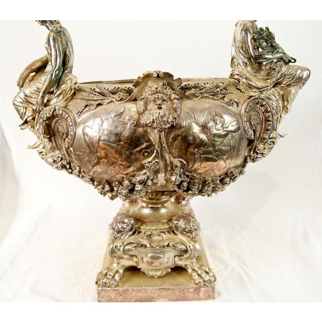 Napoleon III French Silvered Bronze Centrepiece Bowl For Sale - Image 9 of 11