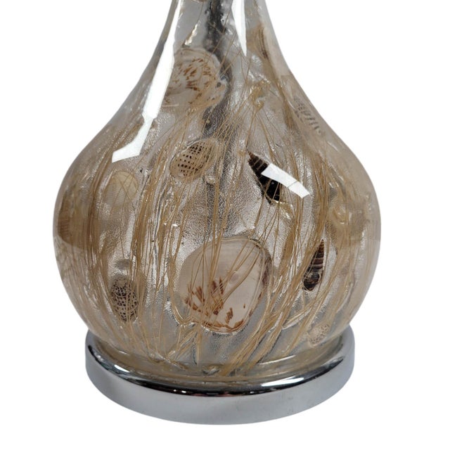 Metal Coastal Table Lamp With Seashell-Infused Glass For Sale - Image 7 of 8