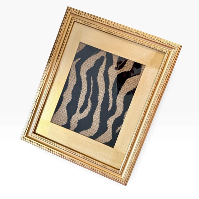 Hollywood Regency Contemporary Framed Schumacher Regine Stripe Velvet Textile Art For Sale - Image 3 of 4