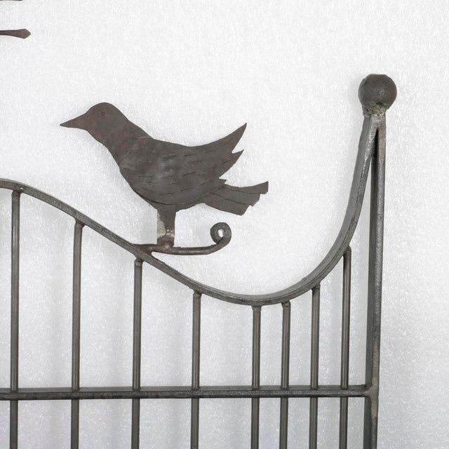 Art Nouveau Wrought iron mirror with bird and flower motif For Sale - Image 3 of 6