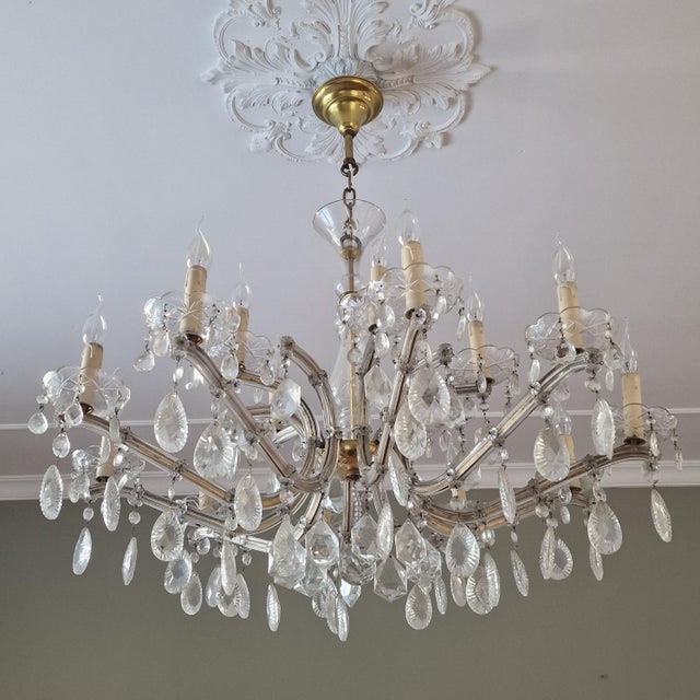 Metal Large French Crystal Chandelier, 1930s For Sale - Image 7 of 15