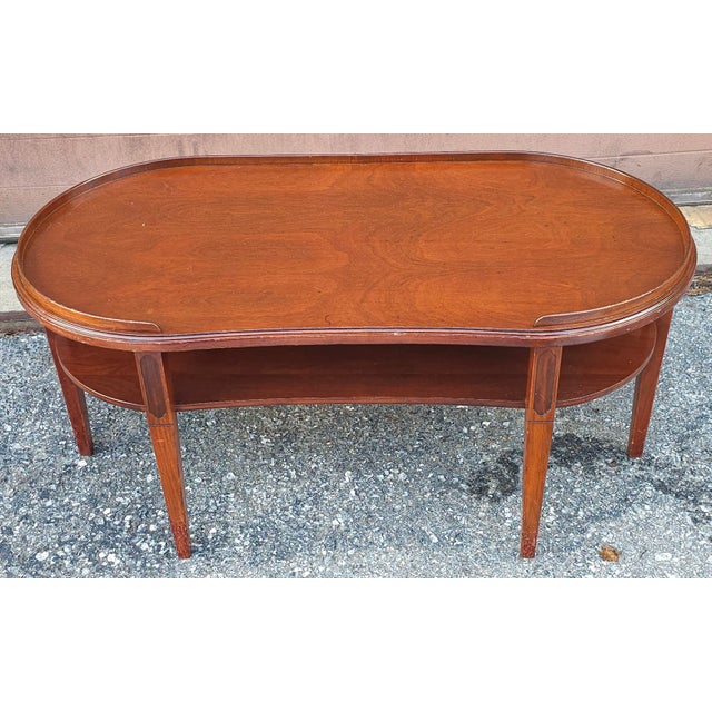 Mersman Merman Regency Style Mahogany Six-Leg Tiered Kidney Coffee Table, Circa 1940s For Sale - Image 4 of 12