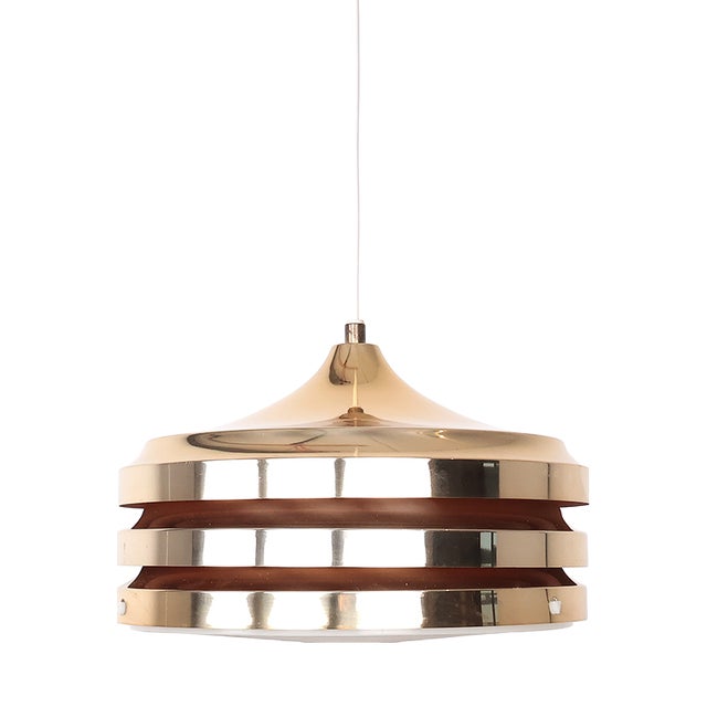 Golden Layered Pendant Lamp by Carl Thore for Granhaga, 1960s For Sale