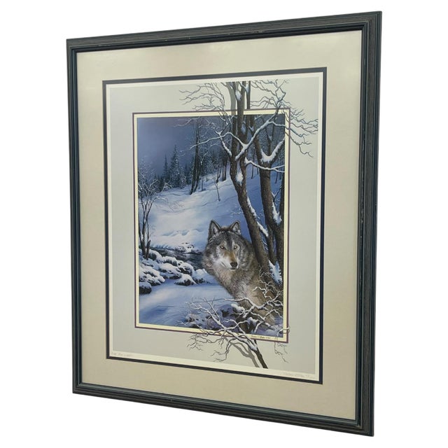 Mid-Century Modern Lawrence R. McKee "Wolf Lone Watcher" Signed Limited Edition Wolf Print, 1995. For Sale - Image 3 of 10