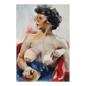 1960s "Seated Nude P5.23" Watercolor Painting by Eve Nethercott