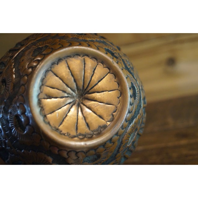 Copper Mid 20th Century Copper Repousse Figural Vase For Sale - Image 8 of 9