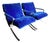 Mid Century Modern Chrome Scissor X Lounge Chairs With Blue Fabric - A Pair For Sale