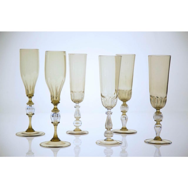 Champagne Flutes by Cenedese, Set of 6 For Sale - Image 13 of 18