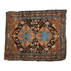 Vintage Fine Heriz Square Rug - 3'8" X 4'4"