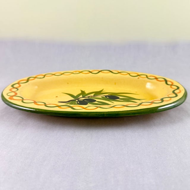 Ceramic French Provençal Pottery Hand Potted & Painted Olive Server For Sale - Image 7 of 9