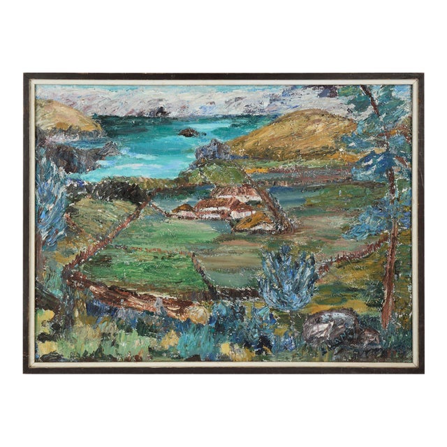 Looking Down at the Ranch, Abstract Expressionist Landscape by Alma B. Leamey For Sale