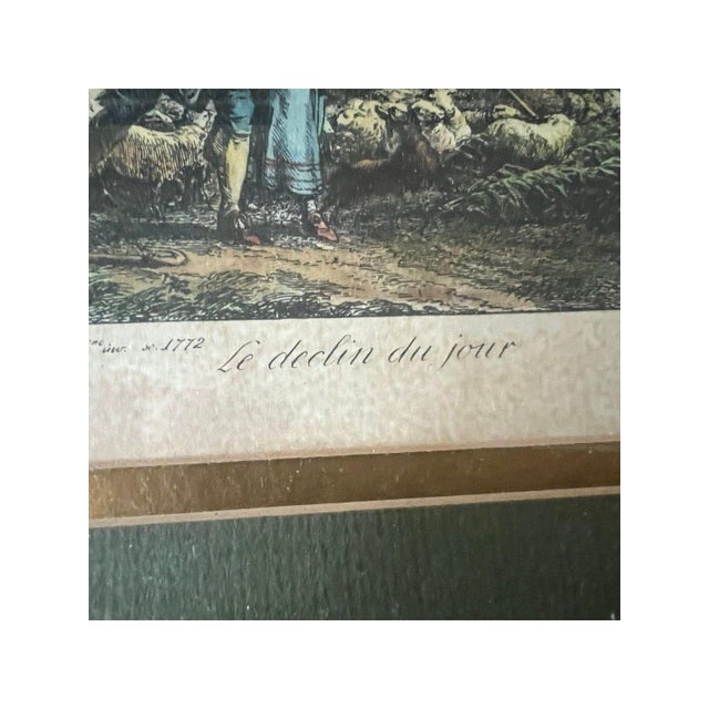 Le Declin Du Jour - Jean-Michel Moreau Le Jeune French Engraved Hand Colored Art Framed Print 1772 18th Century Gold & Bronze Inlay Wooden Frame For Sale In Nashville - Image 6 of 8