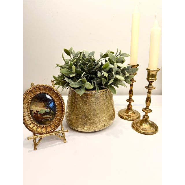 Islamic Antique Middle Eastern Brass Pot For Sale - Image 3 of 11